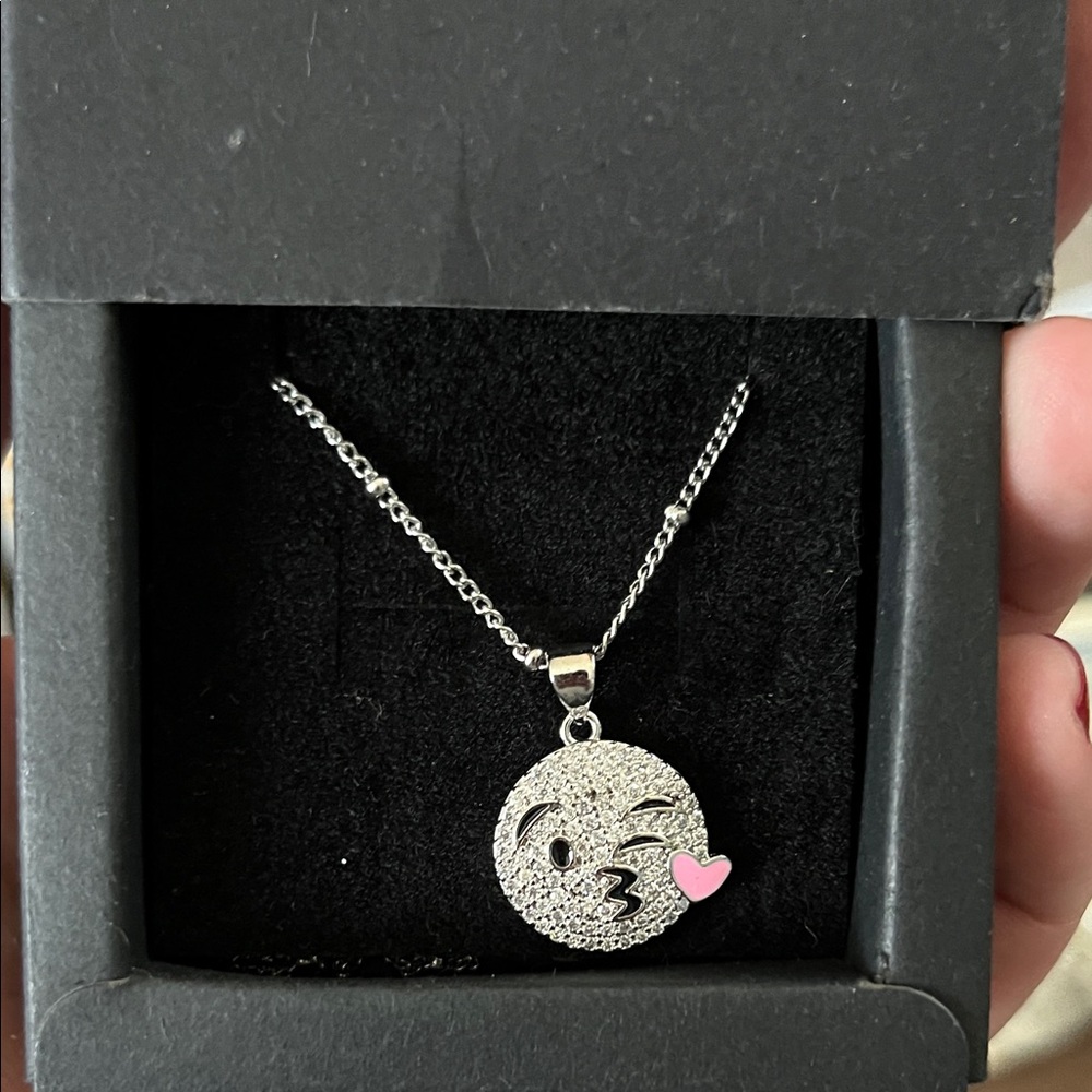 Silver Emoji Pendant Necklace